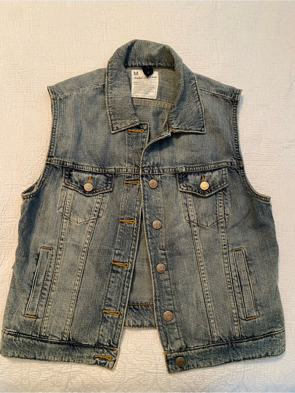 J. Crew Faded Light Blue Denim Vest - Button-Front Sleeveless Jacket